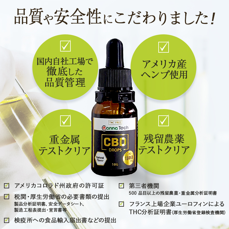 ブロードスペクトラムCBD 18%オイル (CBD 1800mg 内容量 10ml)