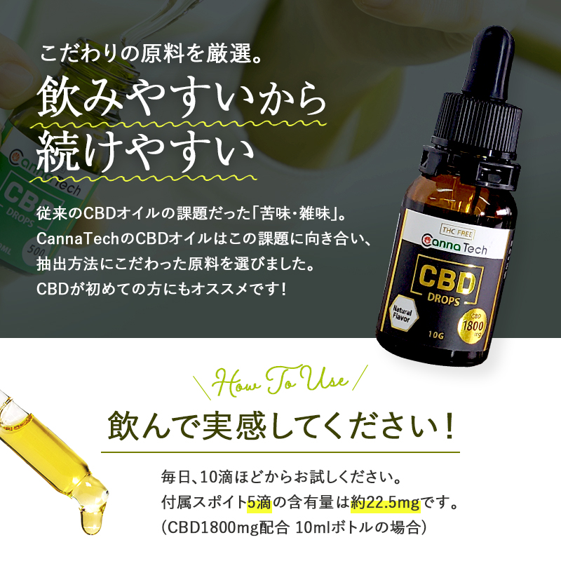 ブロードスペクトラムCBD 18%オイル (CBD 1800mg 内容量 10ml)